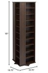 Prepac 4 Revolving Display Cabinet Media Storage, Large Four-Sided Spinning Tower, Espresso