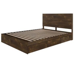 Nexera 2-Piece Bedset with Bed Frame and Headboard, Brown, Queen