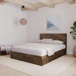 Nexera 2-Piece Bedset with Bed Frame and Headboard, Brown, Queen