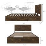 Nexera 2-Piece Bedset with Bed Frame and Headboard, Brown, Queen