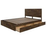 Nexera 2-Piece Bedset with Bed Frame and Headboard, Brown, Queen