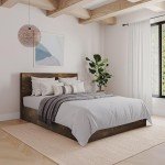 Nexera 2-Piece Bedset with Bed Frame and Headboard, Brown, Queen