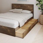 Nexera 2-Piece Bedset with Bed Frame and Headboard, Brown, Queen