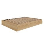 Nexera 3-Drawer Storage Bed Frame, Beige, Queen