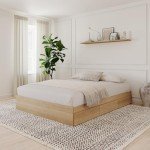 Nexera 3-Drawer Storage Bed Frame, Beige, Queen