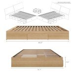 Nexera 3-Drawer Storage Bed Frame, Beige, Queen