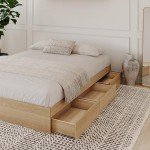 Nexera 3-Drawer Storage Bed Frame, Beige, Queen