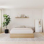 Nexera 3-Drawer Storage Bed Frame, Beige, Queen