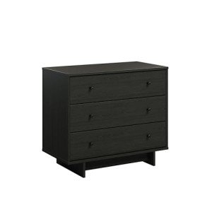 Prepac Finnley 3-Drawer Nightstand in Black Oak, Extra-Wide Bedside Table with Storage, Modern End Table for Home, Bedroom, Living Room, 16" D x 31" W x 26.75" H