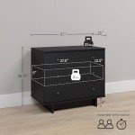 Prepac Finnley 3-Drawer Nightstand in Black Oak, Extra-Wide Bedside Table with Storage, Modern End Table for Home, Bedroom, Living Room, 16" D x 31" W x 26.75" H