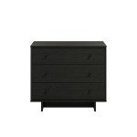 Prepac Finnley 3-Drawer Nightstand in Black Oak, Extra-Wide Bedside Table with Storage, Modern End Table for Home, Bedroom, Living Room, 16" D x 31" W x 26.75" H