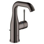 GROHE 23485A0A Essence Single Hole Bathroom Faucet with Single Handle, Size Medium, Brass, Hard Graphite