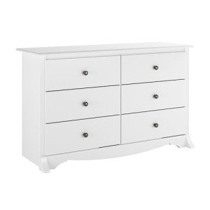 Prepac Sonoma 6 Drawer Dresser for Bedroom, Wide Chest of 6 Drawers, Bedroom Furniture, Ideal for Clothes Storage and Organization, 17.5"D x 48"W x 29"H, White