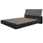 Nexera 2-Piece Bedset with Bed Frame and Headboard, Black, Queen