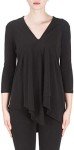 Joseph Ribkoff Womens Asymmetrical 3/4 Sleeve Tunic Style 161066J Color Black Size 12