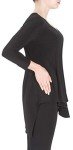 Joseph Ribkoff Womens Asymmetrical 3/4 Sleeve Tunic Style 161066J Color Black Size 12
