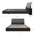 Nexera 2-Piece Bedset with Bed Frame and Headboard, Black, Queen