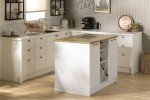 South Shore Furniture Toscano 6-Drawer Kitchen Island with Doors and Wine Storage, Large, White and Maple Nutmeg