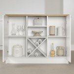 South Shore Furniture Toscano 6-Drawer Kitchen Island with Doors and Wine Storage, Large, White and Maple Nutmeg