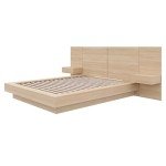 Nexera Napa 4-Piece Platform Bedroom Set with Floating Nightstand, Beige, Queen