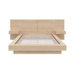 Nexera Napa 4-Piece Platform Bedroom Set with Floating Nightstand, Beige, Queen