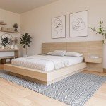 Nexera Napa 4-Piece Platform Bedroom Set with Floating Nightstand, Beige, Queen