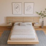 Nexera Napa 4-Piece Platform Bedroom Set with Floating Nightstand, Beige, Queen