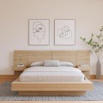 Nexera Napa 4-Piece Platform Bedroom Set with Floating Nightstand, Beige, Queen