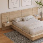 Nexera Napa 4-Piece Platform Bedroom Set with Floating Nightstand, Beige, Queen