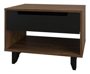 Nexera Nightstand 1-Drawer and Folding Door, Black, 24-Inch