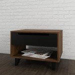 Nexera Nightstand 1-Drawer and Folding Door, Black, 24-Inch