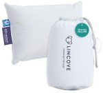Lincove Canadian Down Feather Travel Pillow - Luxury Pillows to Support Head, Neck, While Sleeping on Airplanes, Cars, Hotels & Home - Comfortable Vacation Sleeping Essential, 13"x18"