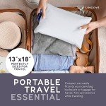 Lincove Canadian Down Feather Travel Pillow - Luxury Pillows to Support Head, Neck, While Sleeping on Airplanes, Cars, Hotels & Home - Comfortable Vacation Sleeping Essential, 13"x18"