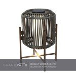 Solar Yard Mordern Floor Lamp, 22" Outdoor&Indoor Decorative Light with Brown Wicker, Integrated LED Solar Lamp for Porch, Garden, Patio, Enjoy Eco-Friendly Illumination, Baffin Taupe