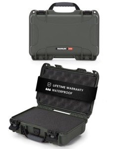 NANUK 909 Hard Case with Customizable Cubed Foam, IP67 Waterproof & Crushproof, Rugged Construction for Ultimate Protection, Made in Canada – Olive (12.6” x 9” x 4.4”)