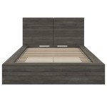 Nexera James Platform Bed with Headboard, Grey, Double