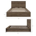 Nexera James Platform Bed with Headboard, Grey, Double