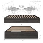Nexera 3-Drawer Storage Bed Frame, Grey, Full
