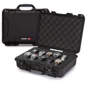 NANUK 910 Waterproof Watch Travel Case - 10 Slot Watch Briefcase, Impact-Resistant, Dustproof, Carry-On Approved, Premium Foam Interior, 14.3" x 11.1" x 4.7" - Made in North America (Black)