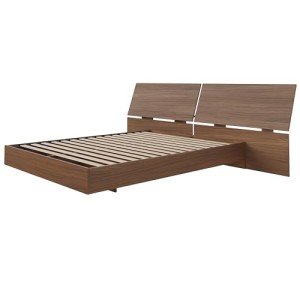 Nexera 2-Piece Bedset with Bed Frame and Headboard, Brown, Queen