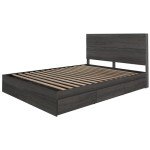 Nexera 2-Piece Bedset with Bed Frame and Headboard, Grey, Queen