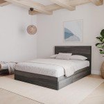 Nexera 2-Piece Bedset with Bed Frame and Headboard, Grey, Queen