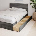Nexera 2-Piece Bedset with Bed Frame and Headboard, Grey, Queen