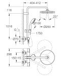 GROHE Vitalio Start System 250 Shower System with Thermostat for Wall mounting Chrome 26816000