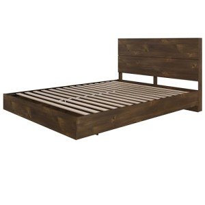 Nexera 2-Piece Bedset with Bed Frame and Headboard, Brown, Queen
