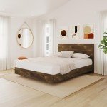 Nexera 2-Piece Bedset with Bed Frame and Headboard, Brown, Queen