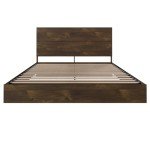 Nexera 2-Piece Bedset with Bed Frame and Headboard, Brown, Queen