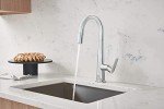 GROHE Veletto – Single Lever Kitchen Sink Mixer Tap with Pull-Out Dual Spray (High C-Spout, 28 mm Ceramic Cartridge, 360° Swivel Range, QuickMount Included, Tails 3/8 Inch), Chrome, 30419000