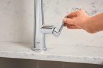 GROHE Veletto – Single Lever Kitchen Sink Mixer Tap with Pull-Out Dual Spray (High C-Spout, 28 mm Ceramic Cartridge, 360° Swivel Range, QuickMount Included, Tails 3/8 Inch), Chrome, 30419000
