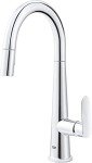 GROHE Veletto – Single Lever Kitchen Sink Mixer Tap with Pull-Out Dual Spray (High C-Spout, 28 mm Ceramic Cartridge, 360° Swivel Range, QuickMount Included, Tails 3/8 Inch), Chrome, 30419000